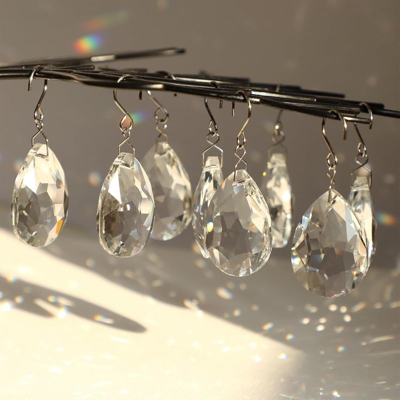 HYBEADS 10pcs 38mm Crystal Suncatcher, Hanging Clear Teardrops Crystals Chandelier Parts Prisms Pendants with Hook for Windows Lamp Christmas Tree Decorations Home Decor - Image 1